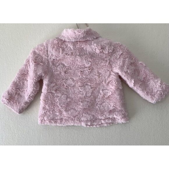 Mini Muffin Baby Girl Size 24 M Top Jacket Heart Buttons Soft Faux Fur Pink - Picture 7 of 7